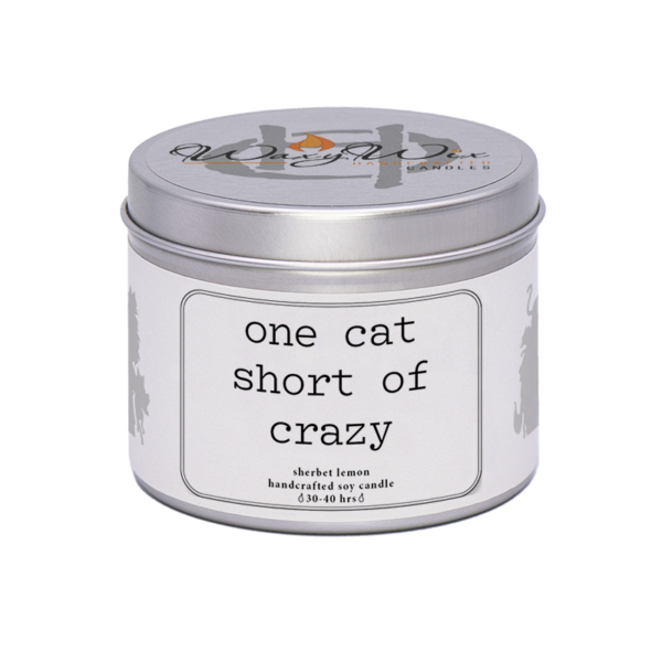 WaxyWix Slogan Candle - One Cat Short of Crazy